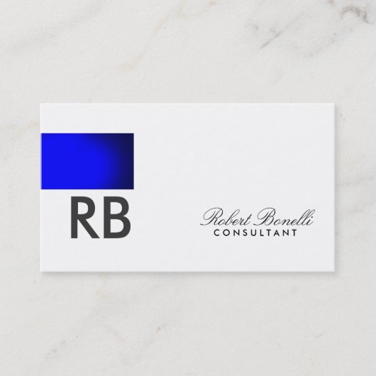 Blue White Monogram Script Consultant Business Visitekaartje (Voorkant)