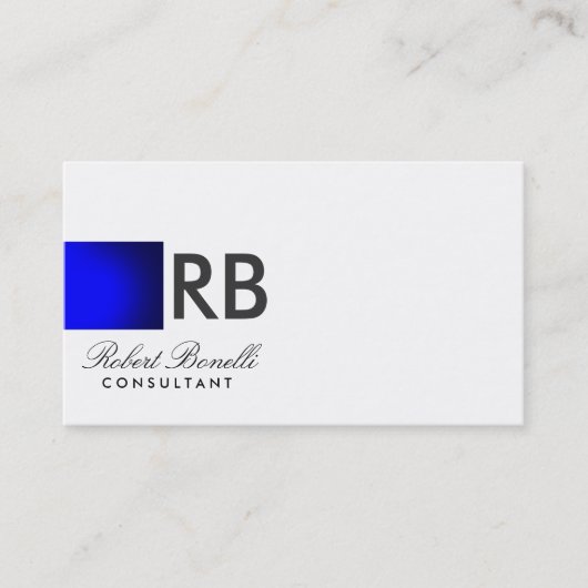 Blue White Monogram Script Consultant Professional Visitekaartje (Voorkant)