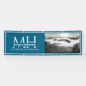 Blue & White Monogrammed Logo 1 Image Promotional Spandoek (Horizontaal)