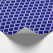 Blue White Moroccan Quatrefoil Pattern #4 Cadeaupapier (Hoek)