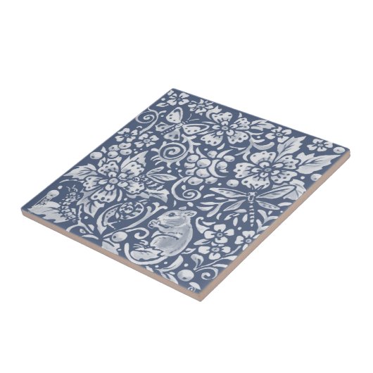 Blue White Mouse Woodland Forest Animal Facs R Tegeltje (Zijkant)