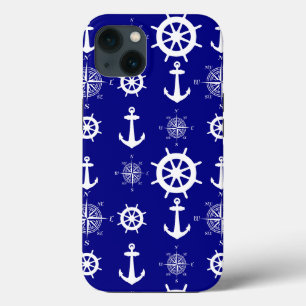 Blue White Nautical Coastal Boating iPhone 13 Hoesje