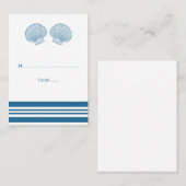 Blue White Nautical Seashells Weddenschap Place Ca Plaatskaartje (Voorkant / Achterkant)