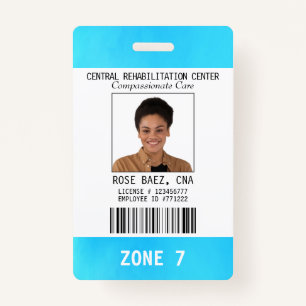 Blue White Nurse Aide CNA Photo ID Name Badge