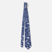 Blue White Ocean Pattern Dolphin Waves Shell Crab Stropdas (Achterkant)