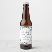 Blue White Peony Floral Custom Spring Wedding Bier Etiket (Voorkant)