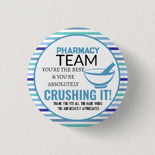 Blue & White Pharmacy team bedankt Ronde Button 3,2 Cm (Voorkant)