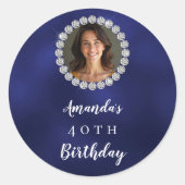 Blue white photo diamonds ronde sticker (Voorkant)