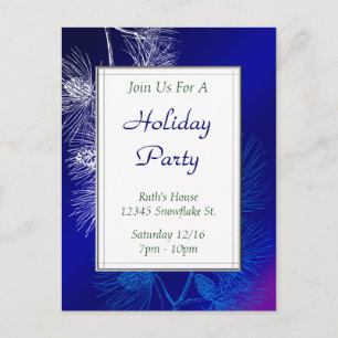 Blue White Pine Custom Holiday Party Briefkaart