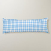 Blue White Plaid Pattern Lichaamskussen (Achterkant)
