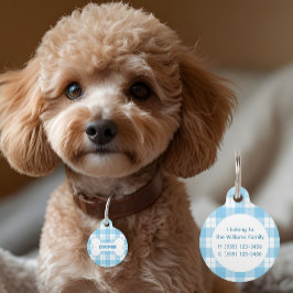 Blue White Plaid Pattern Name Bone  Huisdierpenning