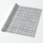 Blue White Plaid Stripes Christmas Cadeaupapier (Uitgerold)