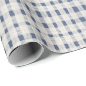 Blue White Plaid Stripes Christmas Cadeaupapier (Rol Hoek)