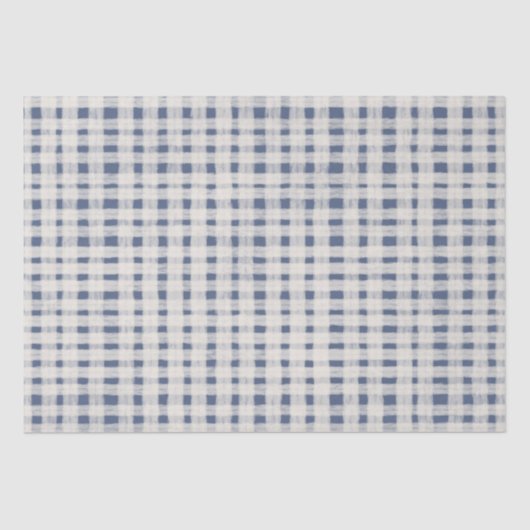 Blue White Plaid Stripes Christmas Tissuepapier (Voorkant)