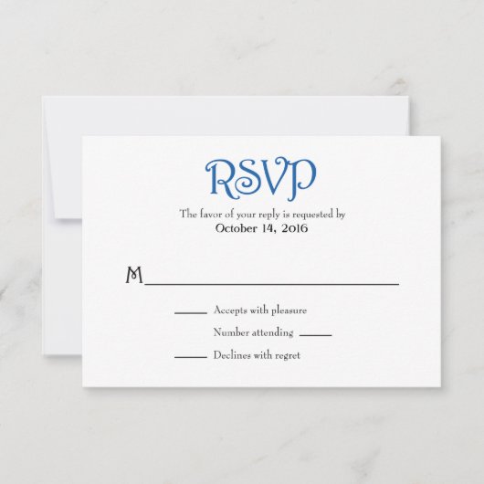 Blue White Plain Simple Wedding RSVP-kaarten RSVP Kaartje (Voorkant)