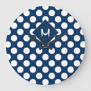 Blue White Polka Dot Pattern Monogram Grote Klok