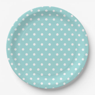 Blue White Polka Dot Pattern Papieren Bordje