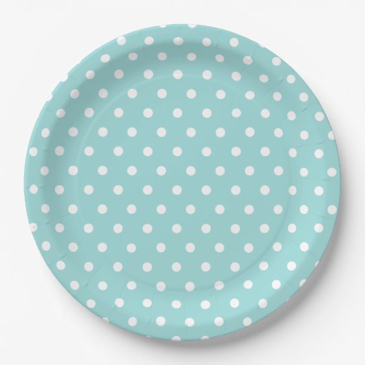Blue White Polka Dot Pattern Papieren Bordje (Voorkant)