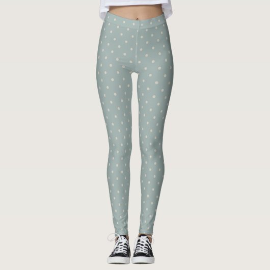 Blue White Polka Dot Women's Leggings (Voorkant)