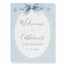 Blue White Polkadots Ribbon Baby Shower