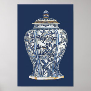 Blue & White Porcelain Vase by Vision Studio Poster