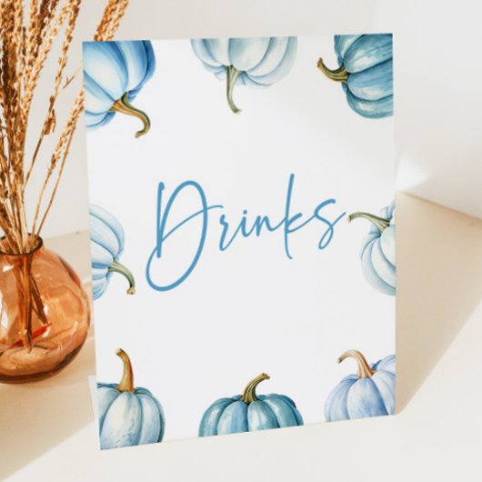 Blue White Pumpkin Herfst Herfst Drinken Partij Reclamebord Met Voetstuk