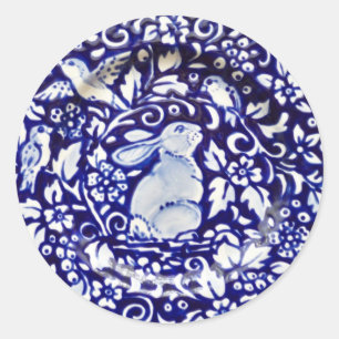 Blue White Rabbit Bird Sticker Dedham Navy