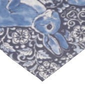 Blue White Rabbit Floral Art Nouveau Nappe (Angle)