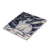 Blue White Rabbit Winter Snow Chinoiserie Cobalt Tegeltje (Zijkant)
