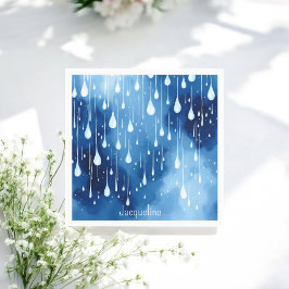 Blue White Raindrops Pattern Natuur Servet