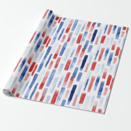 Blue, White Red Coastal Stripes Cadeaupapier