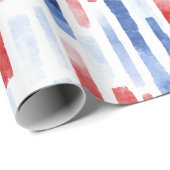 Blue, White Red Coastal Stripes Cadeaupapier (Rol Hoek)