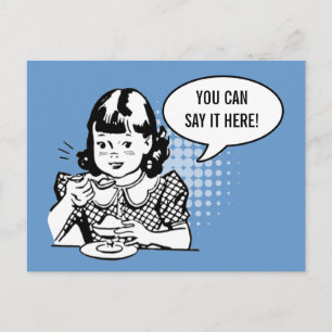 Blue White Retro Girl Mating Ice Cream Carte amusa