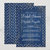 Blue White Rustic Country Bridal Shower Uitnodigin Kaart (Voorkant / Achterkant)