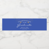 Blue White Script Gold Pet Afstuderen Waterfles Etiket (Enkel label)