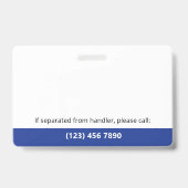 Blue White Service Dog Foto ID QR-code Badge (Achterkant)