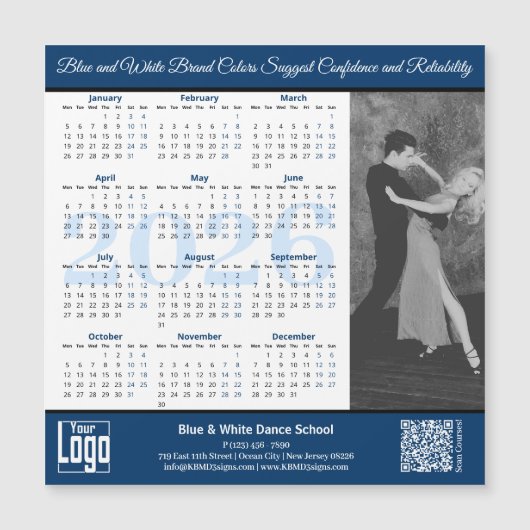 Blue White Service Image 2026 Calendar Magnet (Devant)