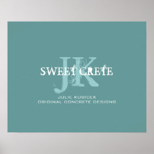 Blue White Shop Business Monogram Logo Poster