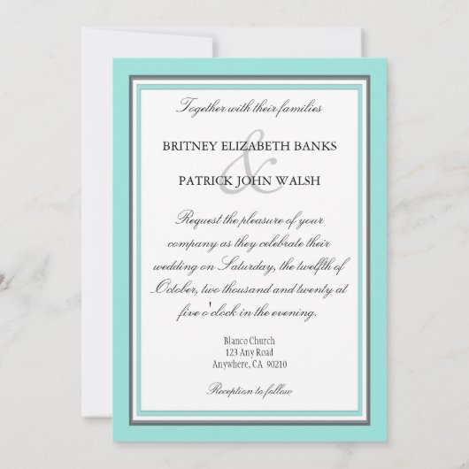 Blue White Silver Lace Wedding Invitations Kaart (Achterkant)