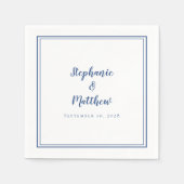 Blue White Simple Modern Minimalist Wedding Party Servet (Voorkant)