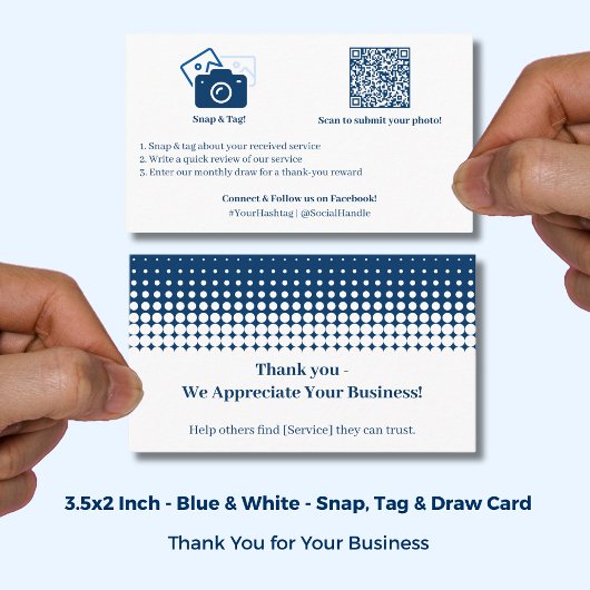 Blue White Snap Tag Incentive Thanks Referral Card