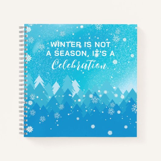 Blue White Snow Peaceful Forest Winter Quote Notitieboek (Voorkant)