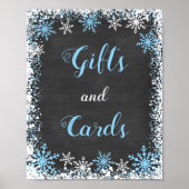 Blue White Snowflake Baby shower Cadeettabellentek Poster (Voorkant)