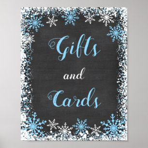 Blue White Snowflake Baby shower Cadeettabellentek Poster