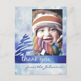 Blue & White Snowflake "Bedankt" Foto Briefkaart