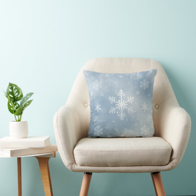 Blue & White Snowflake Pattern Kussen (Stoel)