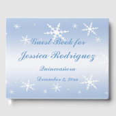 Blue White Snowflake Winter Quinceañera Livre d'or (Recto)