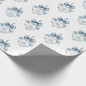 Blue White Snowflakes Bows Hearts Christmas Cadeaupapier (Hoek)