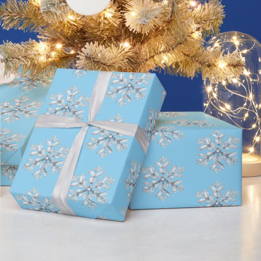 Blue White Snowflakes Christmas Cadeaupapier (Feestdagen)