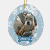 Blue White Snowflakes Fotokerstversiering Keramisch Ornament (Links)